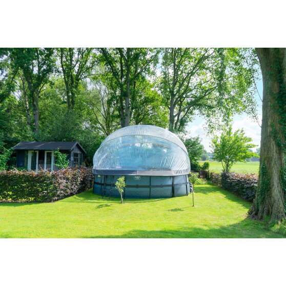 EXIT Stone Pool &oslash;488x122cm mit Sandfilterpumpe und Abdeckung - grau