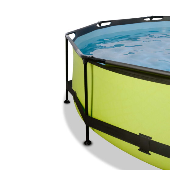 EXIT Lime Pool &oslash;300x76cm mit Filterpumpe und Abdeckung und Sonnensegel - gr&uuml;n