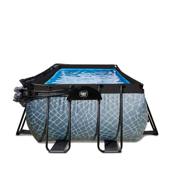 EXIT Stone Pool 540x250x100cm mit Sandfilterpumpe und Abdeckung und W&auml;rmepumpe - grau