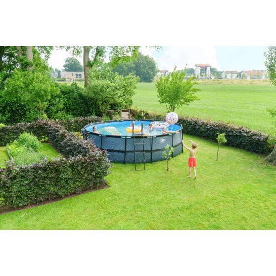 EXIT Wood Pool &oslash;488x122cm mit Sandfilterpumpe - braun