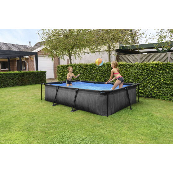 EXIT Black Wood Pool 300x200x65cm mit Filterpumpe - schwarz