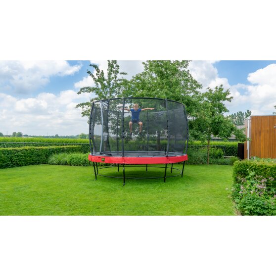 EXIT Elegant Premium Trampolin ø305cm mit Deluxe Sicherheitsnetz - rot