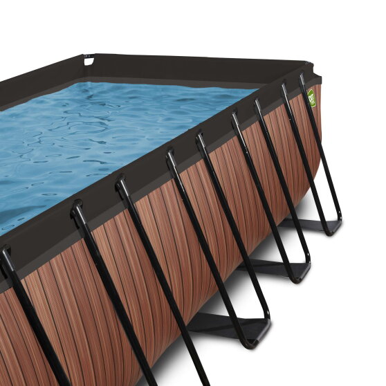 EXIT Wood Pool 540x250x122cm mit Sandfilterpumpe und Abdeckung und W&auml;rmepumpe - braun