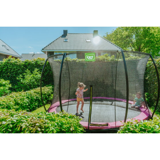 EXIT Silhouette Bodentrampolin ø366cm mit Sicherheitsnetz - rosa