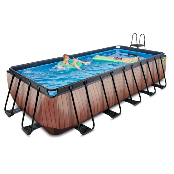 EXIT Wood Pool 540x250x122cm mit Filterpumpe - braun