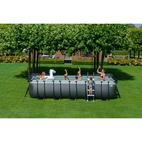 EXIT Black Leather Pool 540x250x122cm mit Sandfilterpumpe und Abdeckung - schwarz