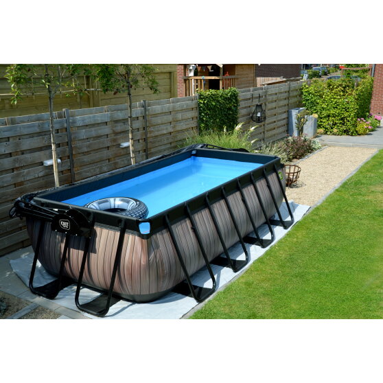 EXIT Black Leather Pool 400x200x100cm mit Sandfilterpumpe - schwarz