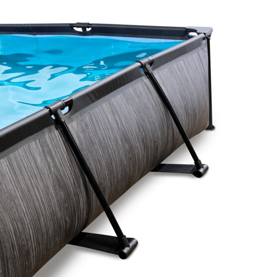 EXIT Black Wood Pool 300x200x65cm mit Filterpumpe und Sonnensegel - schwarz