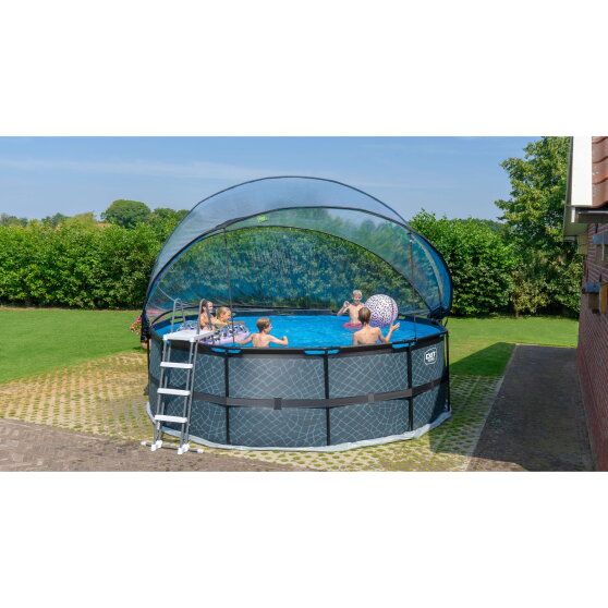 EXIT Black Leather Pool &oslash;450x122cm mit Sandfilterpumpe und Abdeckung - schwarz
