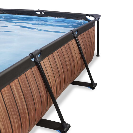 EXIT Wood Pool 300x200x65cm mit Filterpumpe und Abdeckung - braun