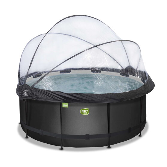EXIT Black Leather Pool ø360x122cm mit Sandfilterpumpe und Abdeckung - schwarz