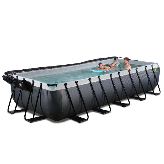 EXIT Black Leather Pool 540x250x100cm mit Sandfilterpumpe und Abdeckung - schwarz