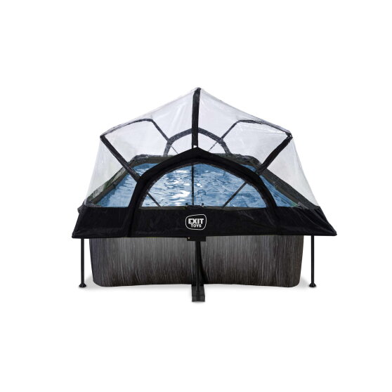EXIT Black Wood Pool 220x150x65cm mit Filterpumpe und Abdeckung - schwarz