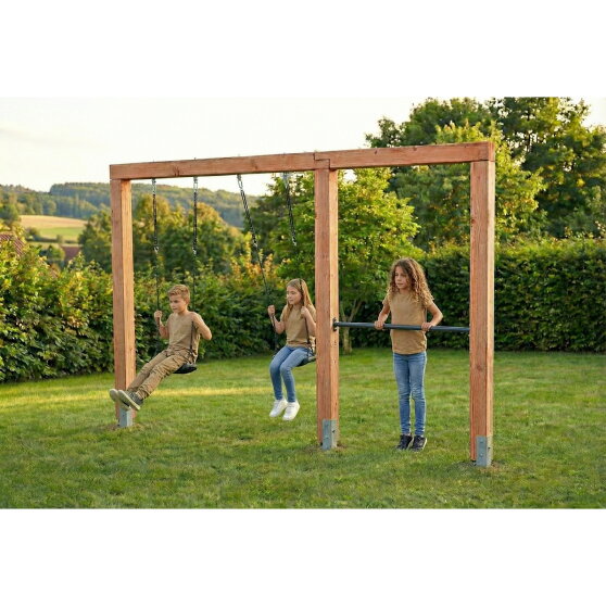 EXIT Linea Massiv 140 Doppelschaukel mit Reckstange