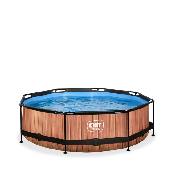 EXIT Wood Pool &oslash;300x76cm mit Filterpumpe - braun