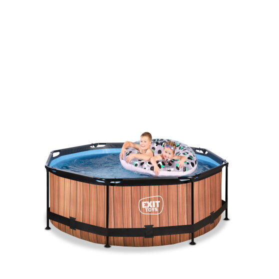 EXIT Wood Pool ø244x76cm mit Filterpumpe - braun