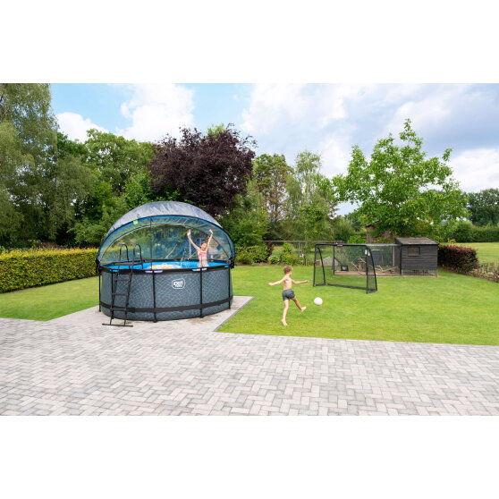 EXIT Black Leather Pool &oslash;360x122cm mit Sandfilterpumpe und Abdeckung - schwarz