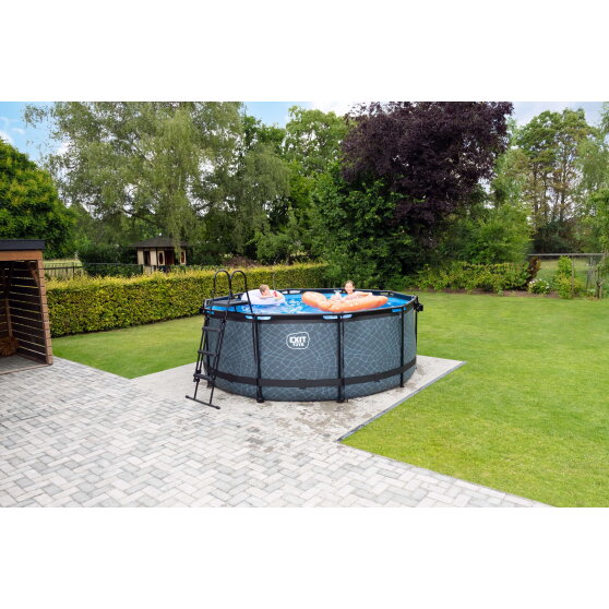 EXIT Black Leather Pool &oslash;360x122cm mit Filterpumpe - schwarz
