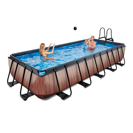 EXIT Wood Pool 540x250x100cm mit Sandfilterpumpe - braun