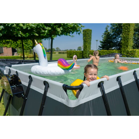 EXIT Black Leather Pool 540x250x122cm mit Sandfilterpumpe und Abdeckung und Zubeh&ouml;rset - schwarz