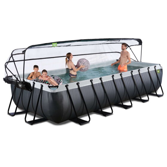 EXIT Black Leather Pool 540x250x100cm mit Sandfilterpumpe und Abdeckung und W&auml;rmepumpe - schwarz