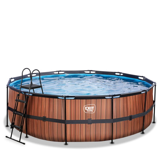 EXIT Wood Pool &oslash;450x122cm mit Sandfilterpumpe - braun