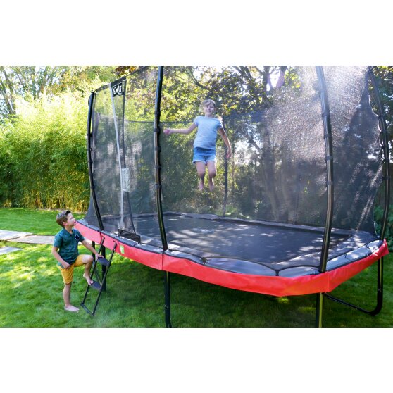 EXIT Elegant Trampolin 214x366cm mit Economy Sicherheitsnetz - grau