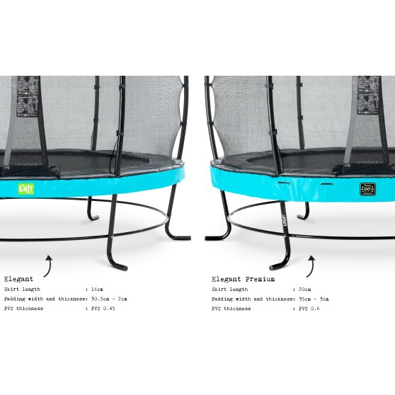 EXIT Elegant Premium Trampolin ø366cm mit Deluxe Sicherheitsnetz - blau