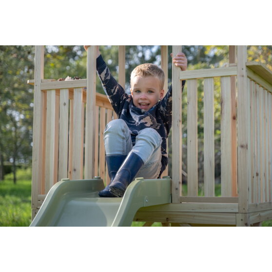 EXIT Panorama 500 Holzspielhaus mit Rutsche und Sandkasten