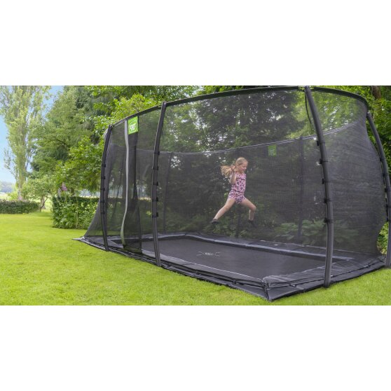 EXIT Dynamic ebenerdiges Trampolin 275x458cm mit Sicherheitsnetz - schwarz