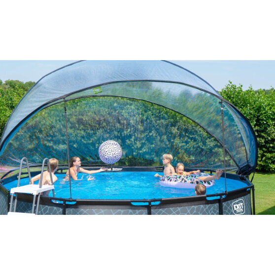 EXIT Black Leather Pool &oslash;450x122cm mit Sandfilterpumpe und Abdeckung und Zubeh&ouml;rset - schwarz