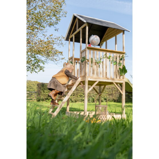 EXIT Panorama 500 Holzspielhaus mit Rutsche und Sandkasten