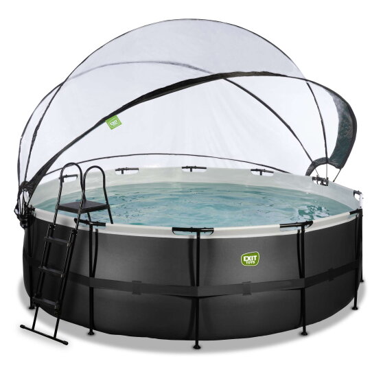 EXIT Black Leather Pool &oslash;427x122cm mit Sandfilterpumpe und Abdeckung und Zubeh&ouml;rset - schwarz