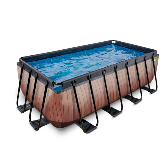 EXIT Wood Pool 400x200x122cm mit Sandfilterpumpe - braun