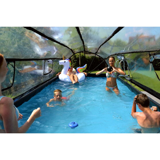 EXIT Stone Pool 540x250x100cm mit Sandfilterpumpe und Abdeckung und W&auml;rmepumpe - grau