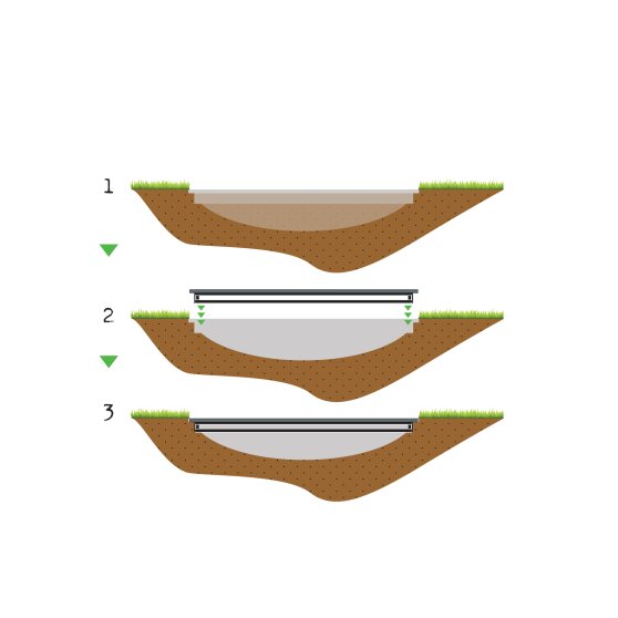 EXIT InTerra ebenerdige Trampolin 244x427cm - grau