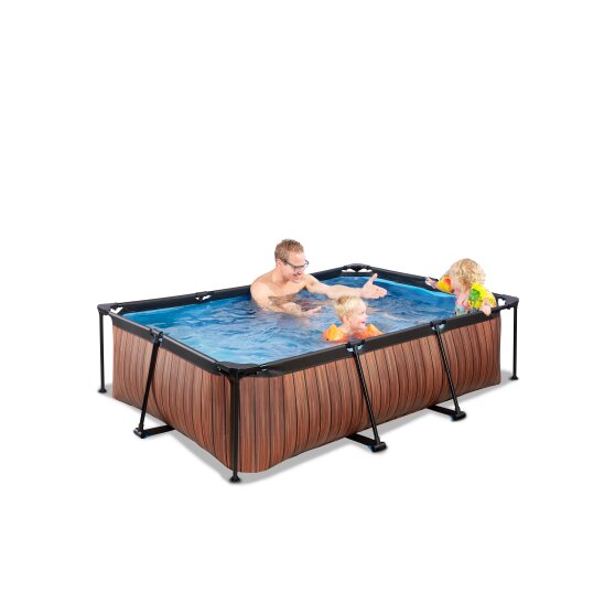 EXIT Wood Pool 220x150x65cm mit Filterpumpe - braun