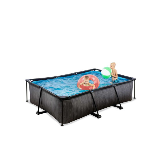 EXIT Black Wood Pool 220x150x65cm mit Filterpumpe - schwarz