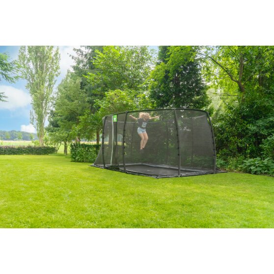 EXIT Dynamic ebenerdiges Trampolin 275x458cm mit Sicherheitsnetz - schwarz