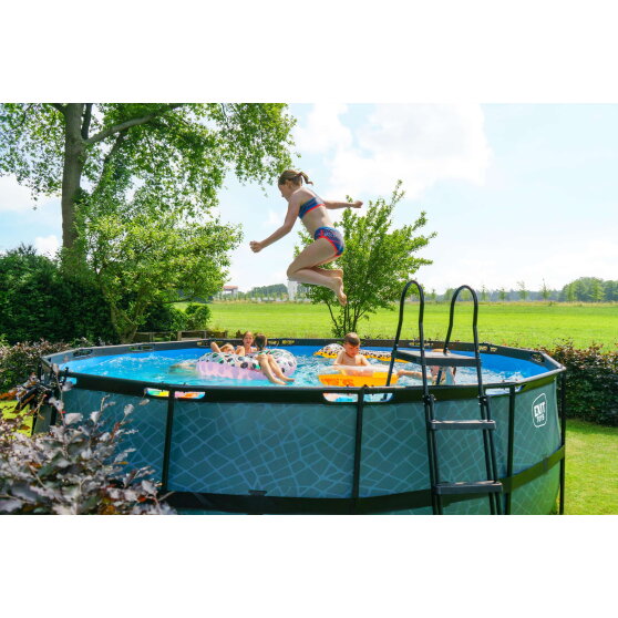 EXIT Wood Pool &oslash;488x122cm mit Sandfilterpumpe - braun