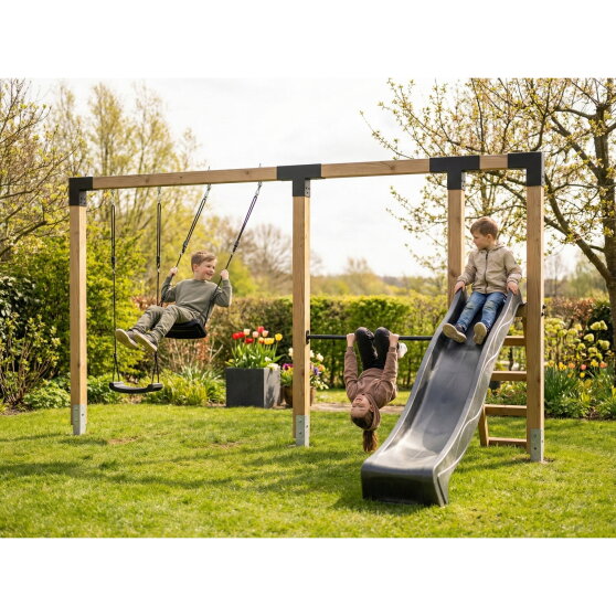 EXIT Linea Robust 110 Doppelschaukel mit Reckstange und Rutsche