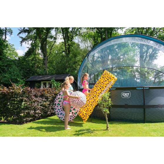EXIT Stone Pool &oslash;488x122cm mit Sandfilterpumpe und Abdeckung - grau