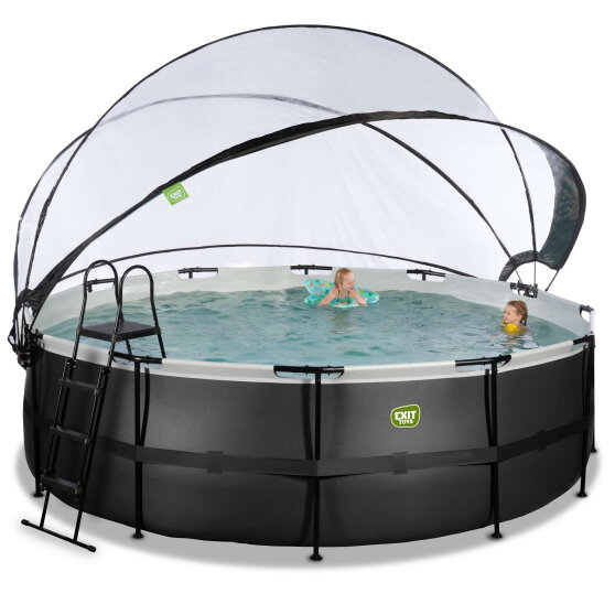 EXIT Black Leather Pool &oslash;450x122cm mit Sandfilterpumpe und Abdeckung - schwarz
