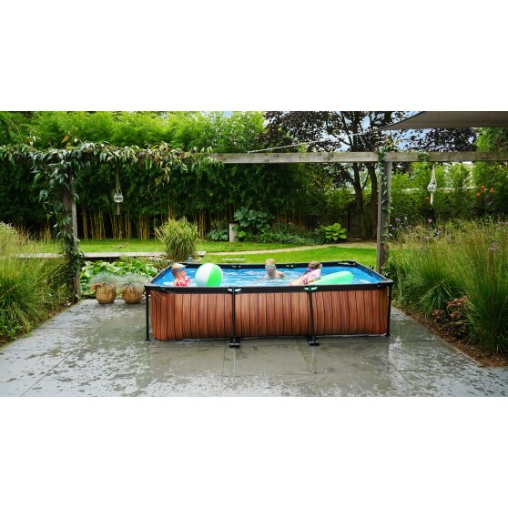 EXIT Wood Pool 300x200x65cm mit Filterpumpe - braun