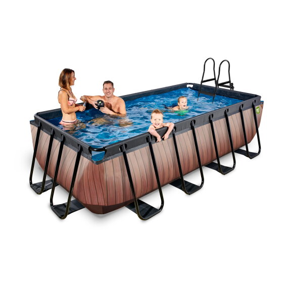 EXIT Wood Pool 400x200x100cm mit Sandfilterpumpe - braun