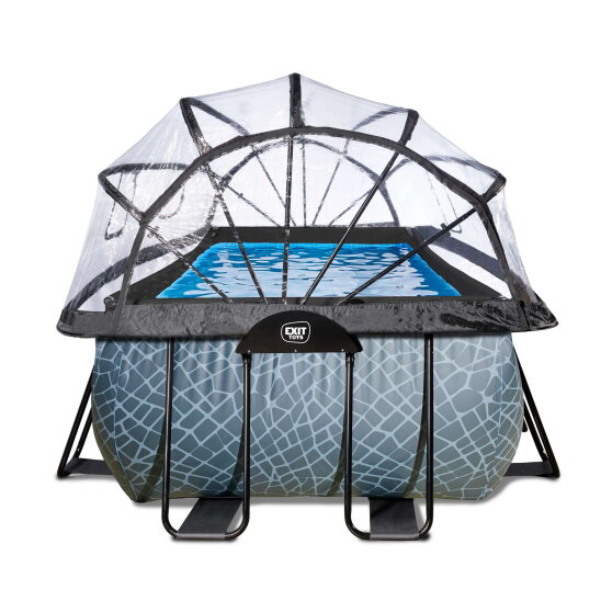 EXIT Stone Pool 540x250x100cm mit Sandfilterpumpe und Abdeckung und W&auml;rmepumpe - grau