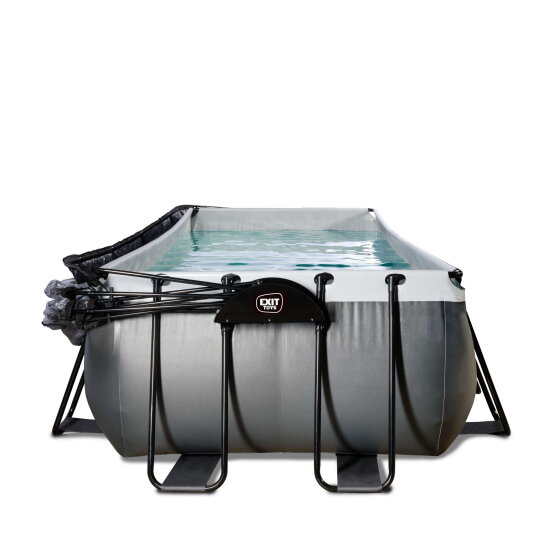 EXIT Black Leather Pool 540x250x100cm mit Sandfilterpumpe und Abdeckung und W&auml;rmepumpe - schwarz