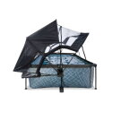 EXIT Stone Pool 220x150x65cm mit Filterpumpe und Abdeckung und Sonnensegel - grau