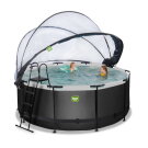 EXIT Black Leather Pool &oslash;360x122cm mit Sandfilterpumpe und Abdeckung und W&auml;rmepumpe - schwarz