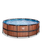 EXIT Wood Pool &oslash;427x122cm mit Filterpumpe - braun